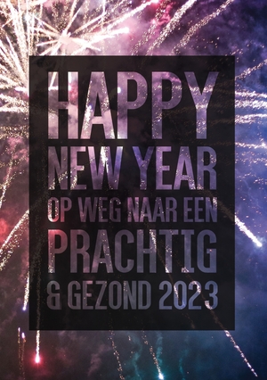 Vuurwerk en nieuwjaarskaart