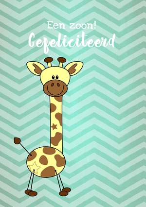 baby felicitatie giraffe groen