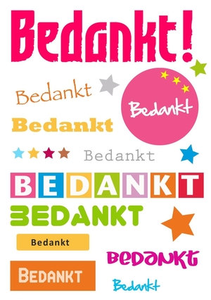 Bedankt kaart typografisch bedankt!