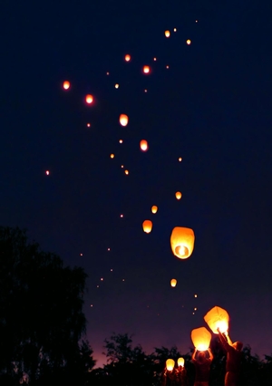 Condoleance kaart wensballonnen hemel