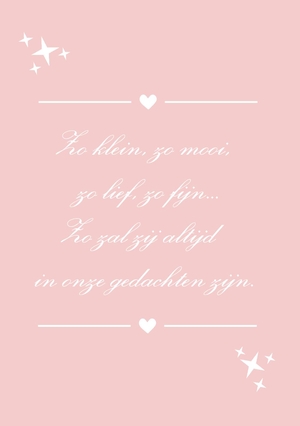 Condoleancekaart roze met gedicht