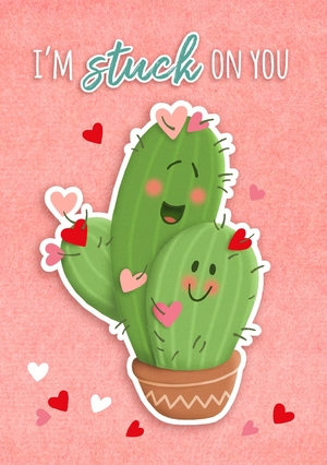 Liefdeskaart stuck on you cactus 