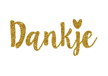 dankje gouden glitter letters