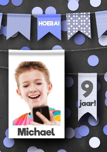 Gefeliciteerd foto jarige blauw