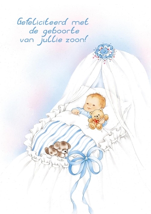 Geboorte felicitatiekaart klassiek baby wiegje