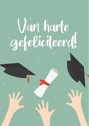 Geslaagd kaart hoedjes en diploma