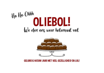 Nieuwjaarskaart met een grapje Oliebol