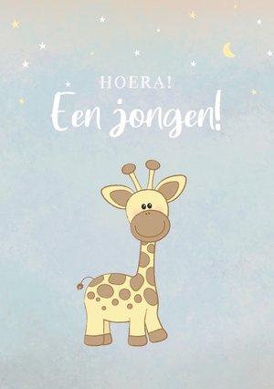 Felicitatie geboorte jongen met een schattig girafje 