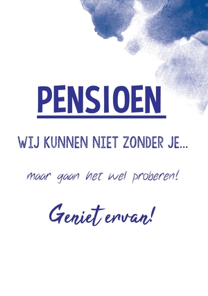 Kaart pensioen tekst blauw