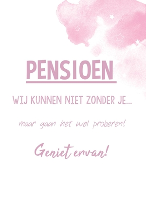 Kaart tekst pensioen roze