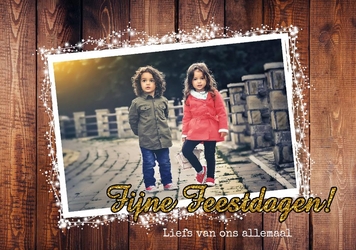 Kerstkaart foto hout