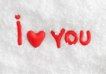 Valentijnskaart I love you sneeuw