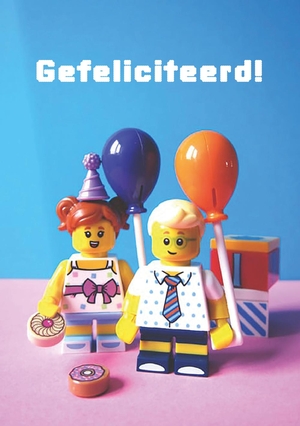 Verjaardagkaart Lego gefeliciteerd