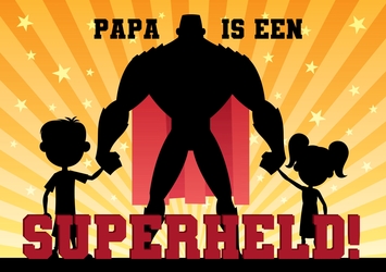 Vaderdagkaart papa is een superheld cartoon