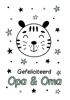 Felicitatie opa en oma zwart wit tijger