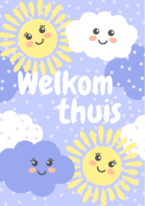 Welkom thuis kaart zon en wolkjes