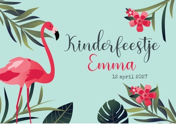 Uitnodiging kinderfeestje flamingo