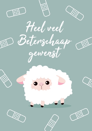 Beterschapskaart met schaap en pleisters