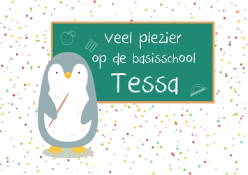 Pinguïn met schoolbord