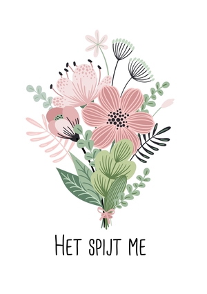 Het spijt me kaart met boeket bloemen