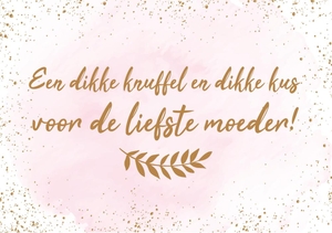 Liefste moeder kaart aquarel roze met glitter