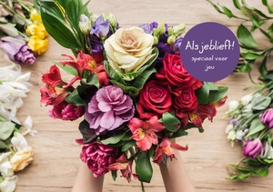 Prachtige kaart met hierop een boeket bloemen