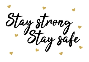 Stay strong stay save kaart hartjes