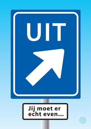 Vakantie kaart verkeersbord even uit