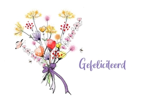 Verjaardagskaart met een grote bos bloemen