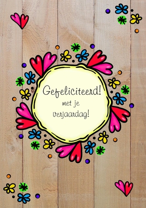 Verjaardagskaart-gefeliciteerd-hout-bloemen-mak16003