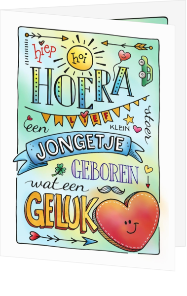 Felicitatie geboorte voor jongen handlettering