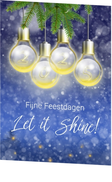 Kerstkaart Let it shine 2025 licht.