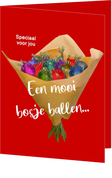 Kerstkaart een mooi bosje kerstballen