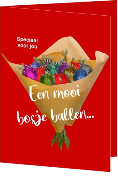 Kerstkaart een mooi bosje kerstballen