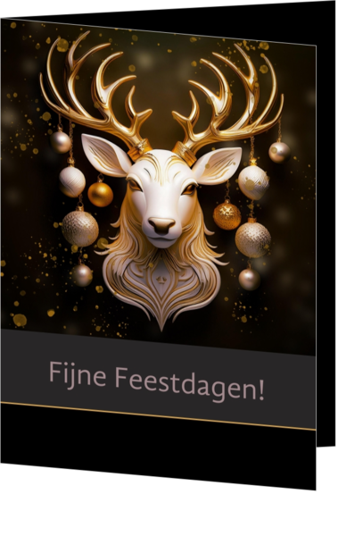 Kerstkaart Hert fantasy goud