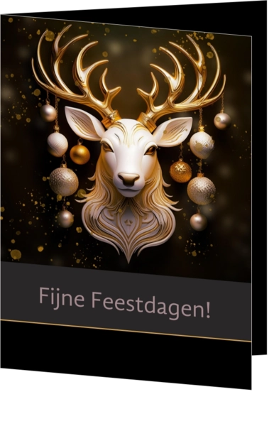 Kerstkaart Hert fantasy goud