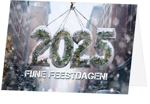 Kerstkaart 2025 hijskraan in stad