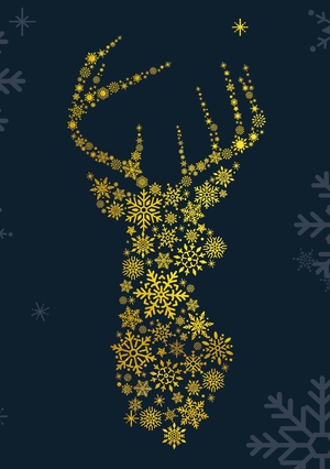 Kerstkaart Deer snowflake