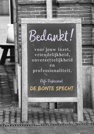 Horeca bord bedankt