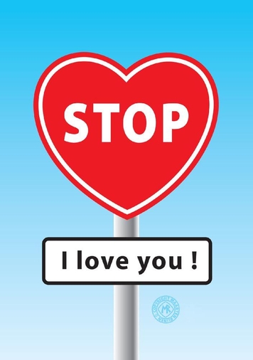 Liefde kaart verkeersbord STOP hart