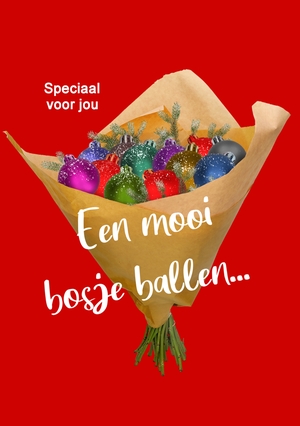 Kerstkaart een mooi bosje kerstballen