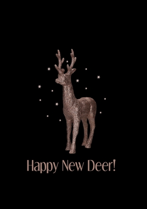 Nieuwjaarskaart happy new deer