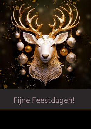 Kerstkaart Hert fantasy goud