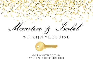 Verhuiskaart gouden confetti 